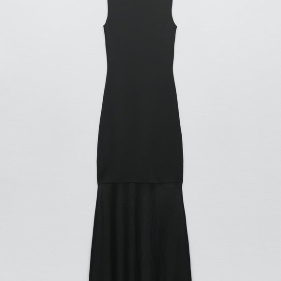 NWT ZARA LONG KNIT DRESS  BLACK - REF. 2142/066 S, M - Picture 5 of 6
